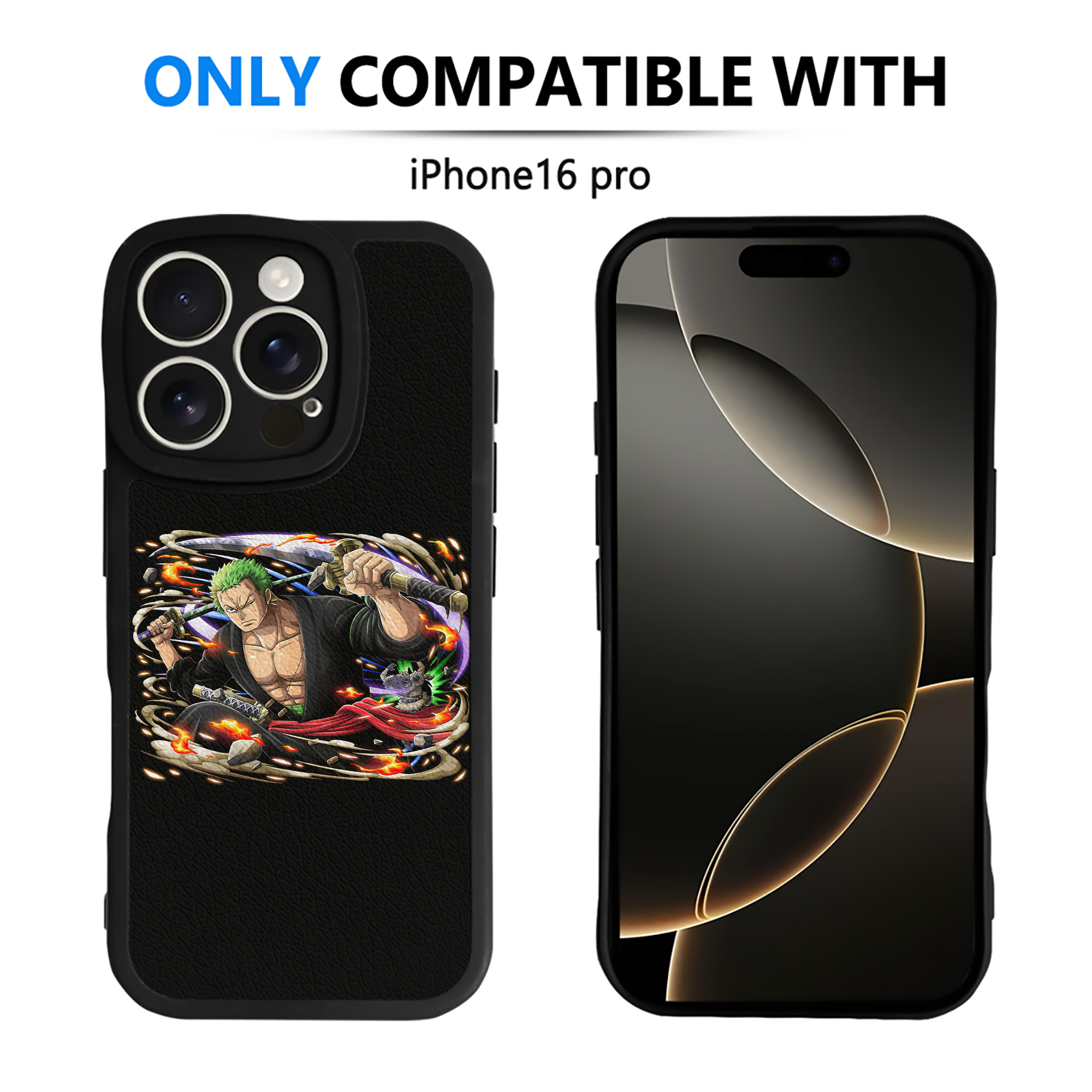 （画像用） ワンピース ロロノア・ゾロ ONE PIECE Roronoa Zoro 【iPhone 16シリーズ対応】シリコンスマホケース（レザー調） 材質：シリコン